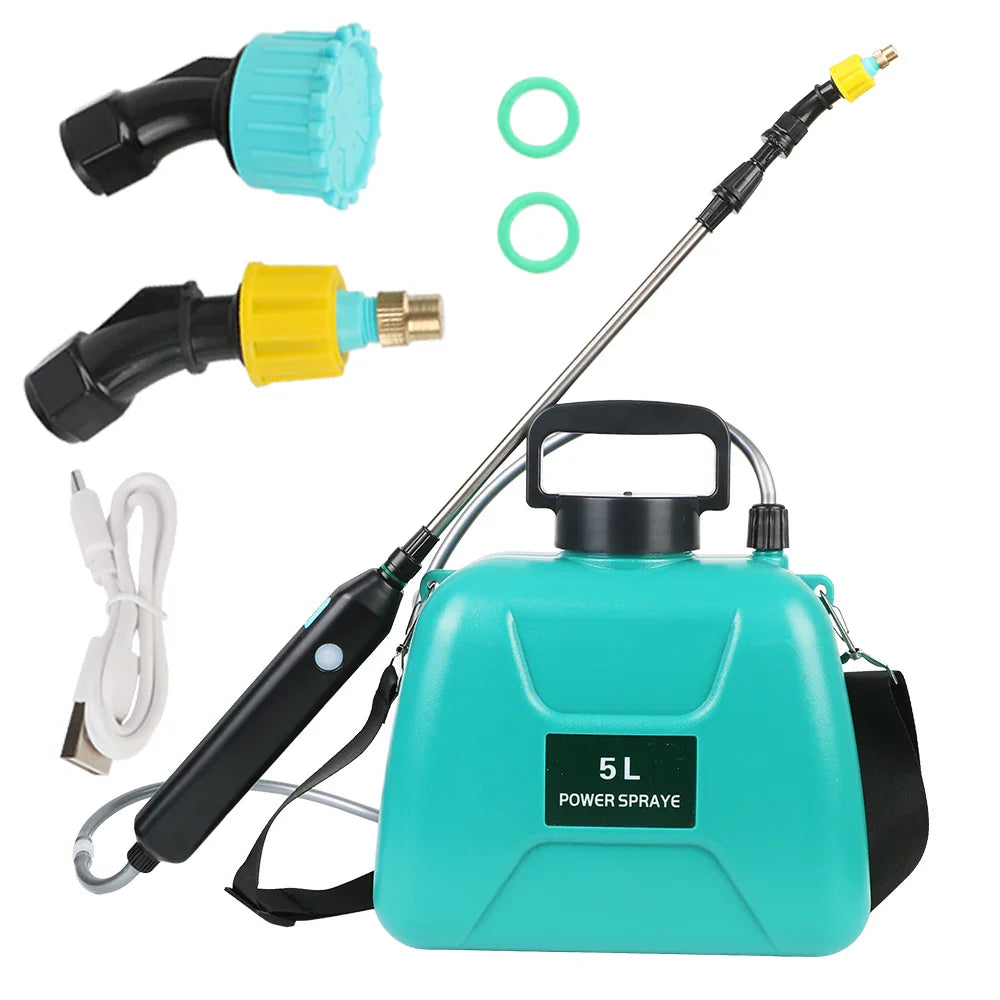 Electric Sprayer Automatic 5L Garden Plant Mister USB Rechargeable Irrigation Tool Watering Can With Spray Gun