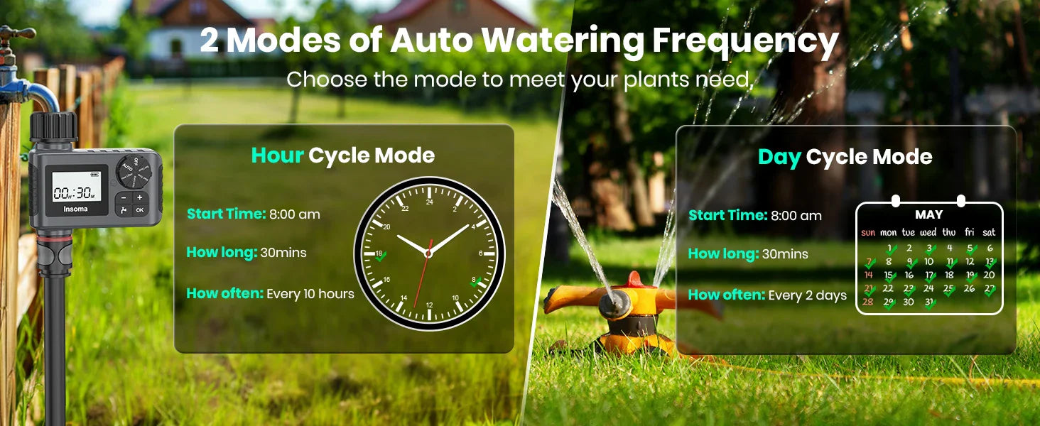 Insoma Automatic Water Timer Intelligent Irrigation Watering System Sprinkler Timer Garden Programmer Equipment IPX5 LCD Display