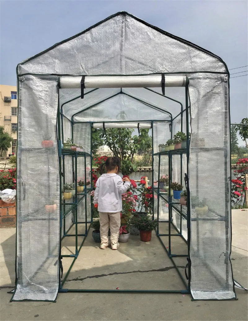 VOKANDA Outdoor Vinyl Greenhouse Tent Backyard Home Garden Green Houses Miniature Greenhouse