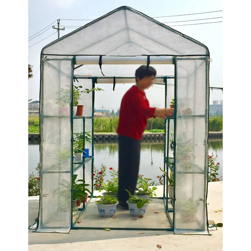 VOKANDA Outdoor Vinyl Greenhouse Tent Backyard Home Garden Green Houses Miniature Greenhouse