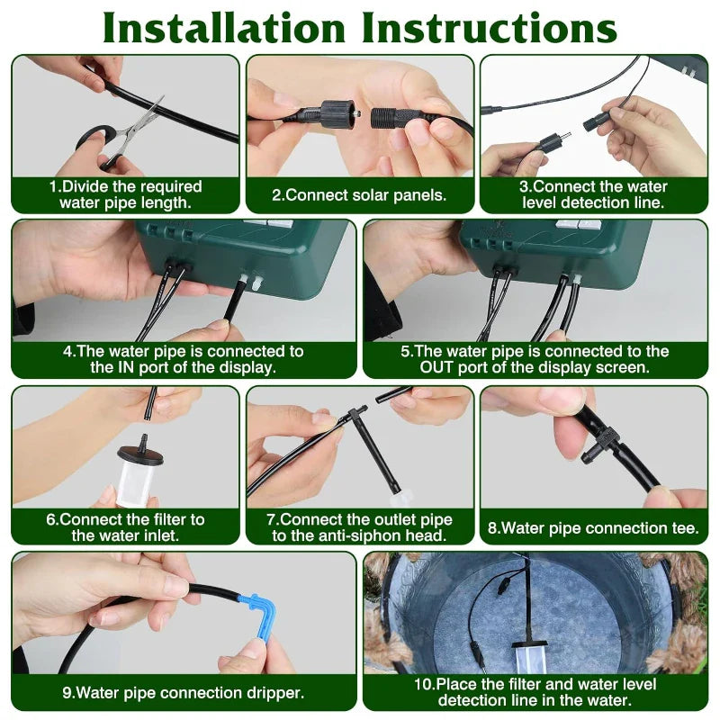 DIY solar irrigation, with a 15 meter hose garden watering system, garden balcony greenhouse drip irrigation system