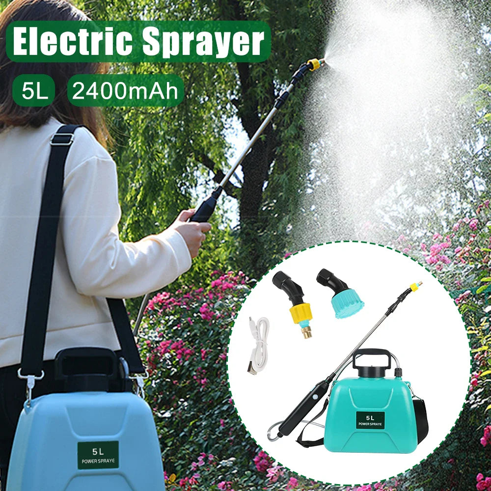 Electric Sprayer Automatic 5L Garden Plant Mister USB Rechargeable Irrigation Tool Watering Can With Spray Gun