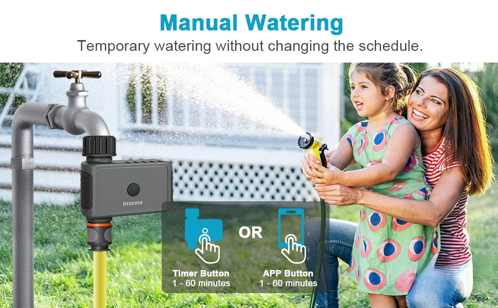 Insoma Wifi Automatic Sprinkle Timer Remote Garden Water Timer Smart Irrigation Watering System Hose Control Unit Support Alexa