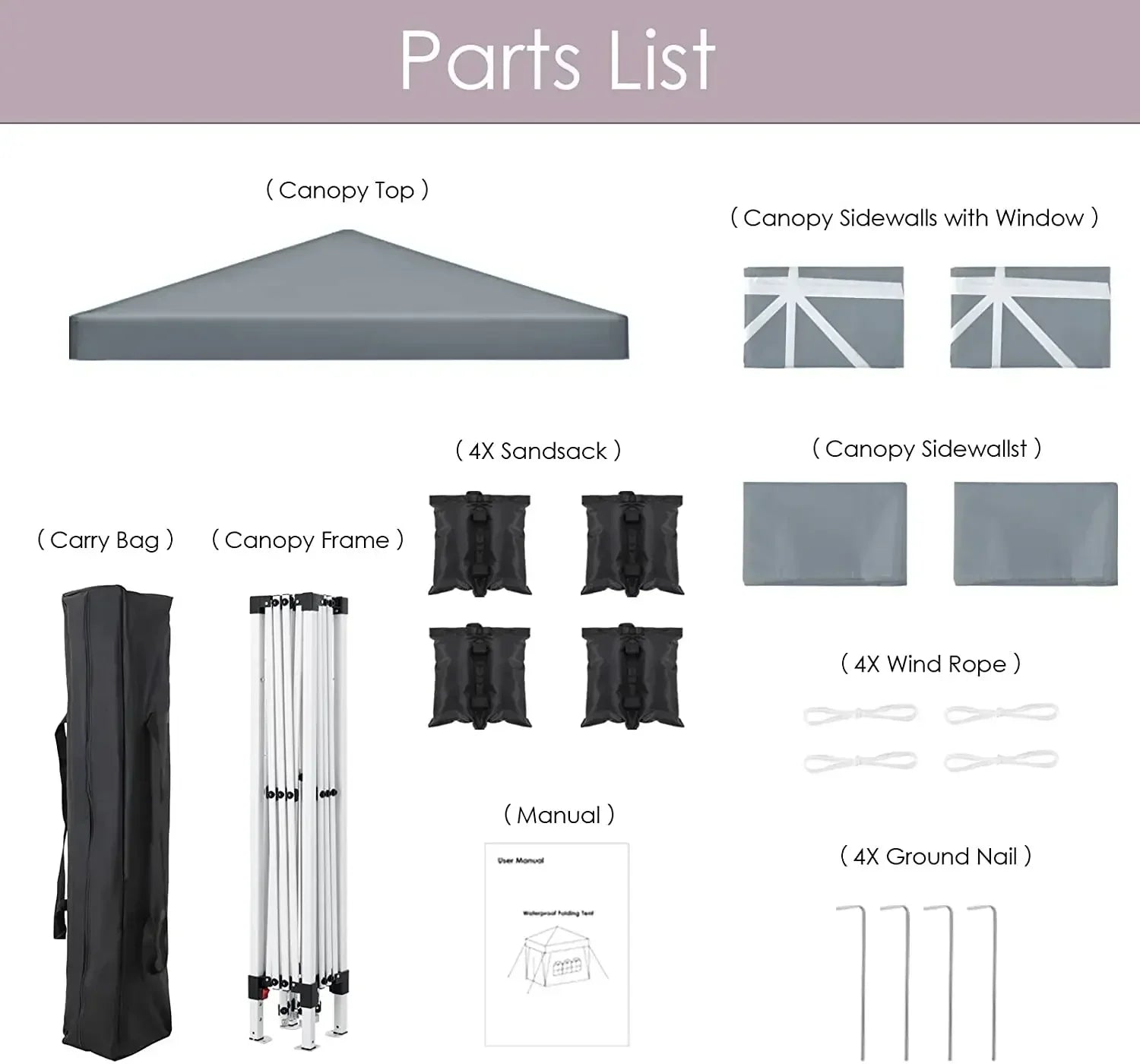 3x3m Sunshade Gazebo Portable Outdoor Rainproof Tent Adjustable Sides Party Garden Picnic Shade Shelter Include Top Canopy Frame