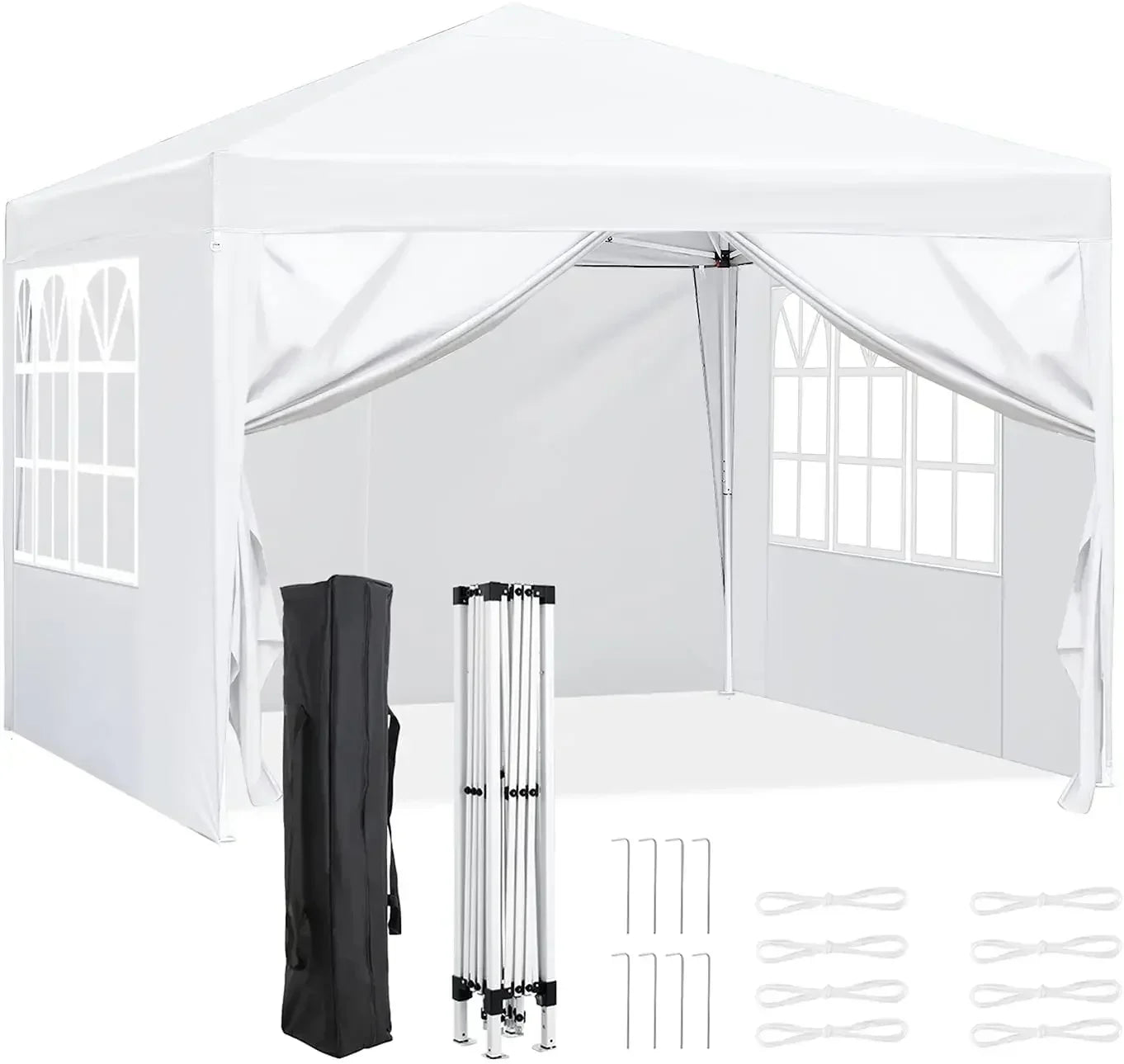 3x3m Sunshade Gazebo Portable Outdoor Rainproof Tent Adjustable Sides Party Garden Picnic Shade Shelter Include Top Canopy Frame