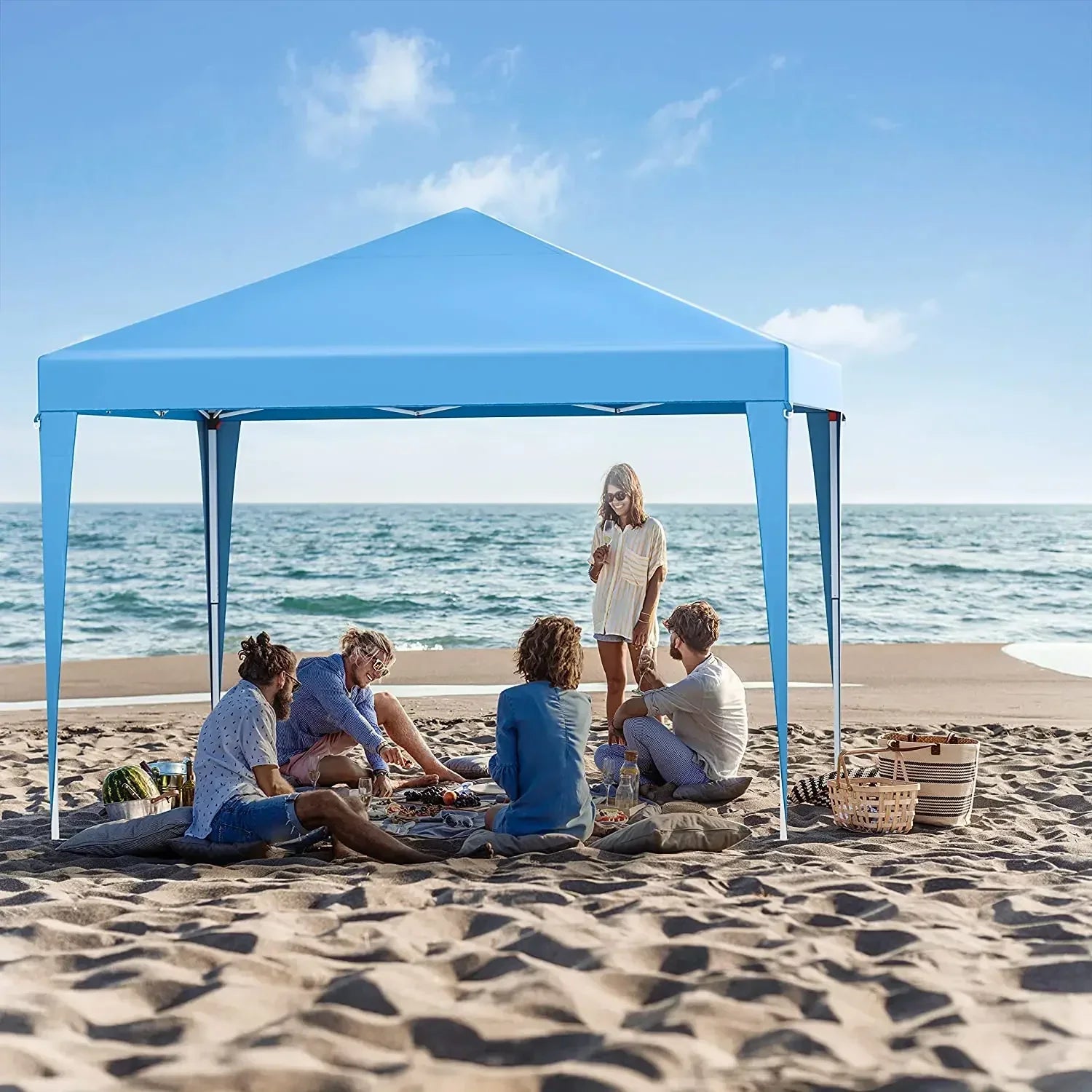 3x3m Sunshade Gazebo Portable Outdoor Rainproof Tent Adjustable Sides Party Garden Picnic Shade Shelter Include Top Canopy Frame