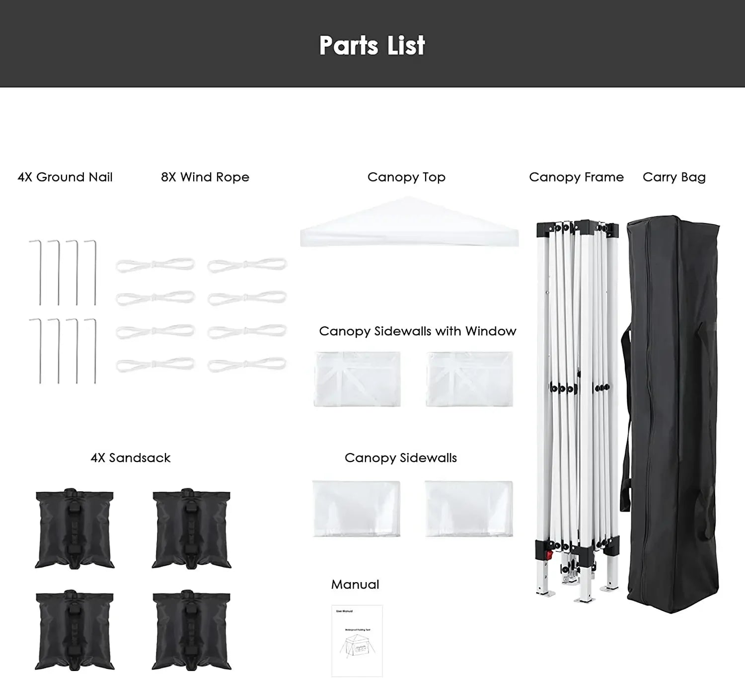 3x3m Sunshade Gazebo Portable Outdoor Rainproof Tent Adjustable Sides Party Garden Picnic Shade Shelter Include Top Canopy Frame