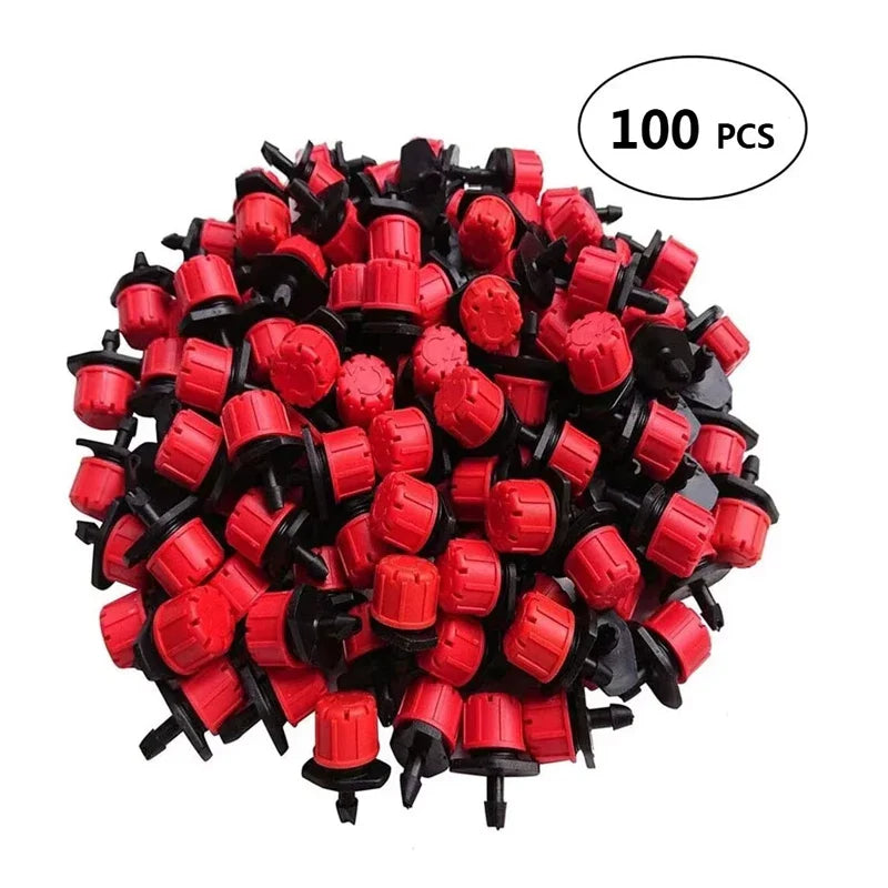 50-100pcs Adjustable Irrigation Drippers Sprinklers 1/4'' Emitter Dripper Micro Drip Irrigation Sprinklers for Watering System