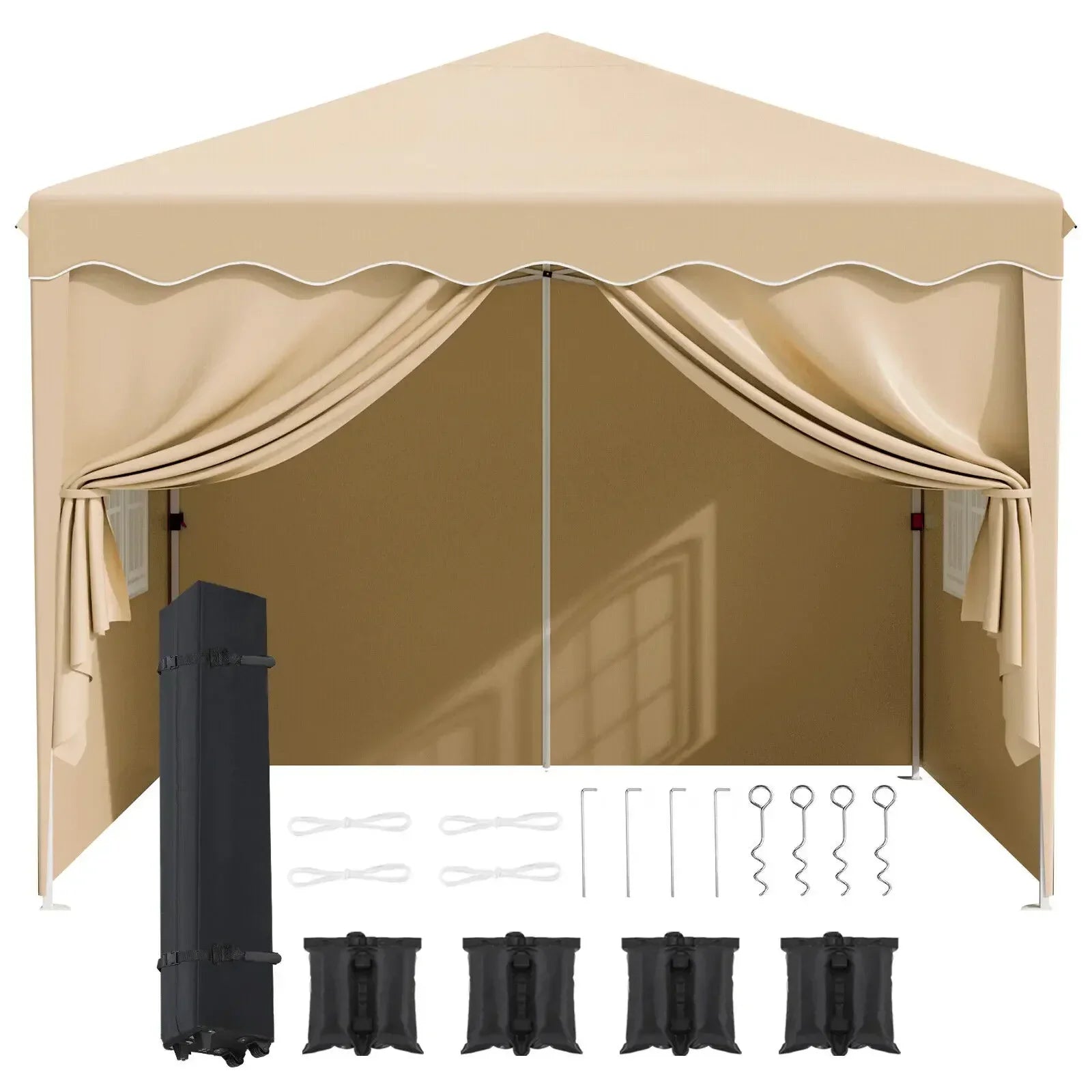 3x3m Sunshade Gazebo Portable Outdoor Rainproof Tent Adjustable Sides Party Garden Picnic Shade Shelter Include Top Canopy Frame