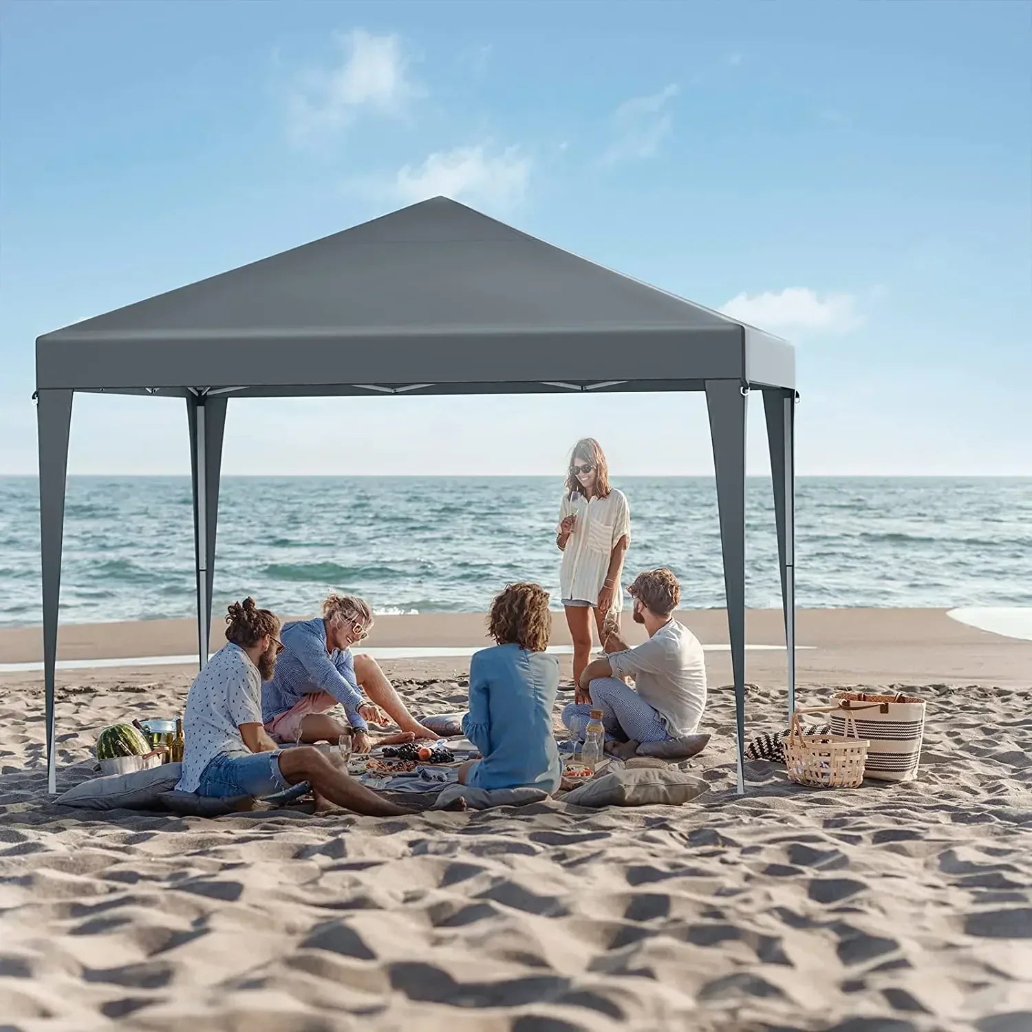 3x3m Sunshade Gazebo Portable Outdoor Rainproof Tent Adjustable Sides Party Garden Picnic Shade Shelter Include Top Canopy Frame